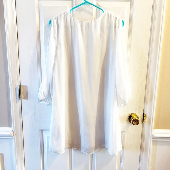 Lulus Small Shifting Dears Ivory White Long Sleeve Mini Dress - Picture 2 of 7